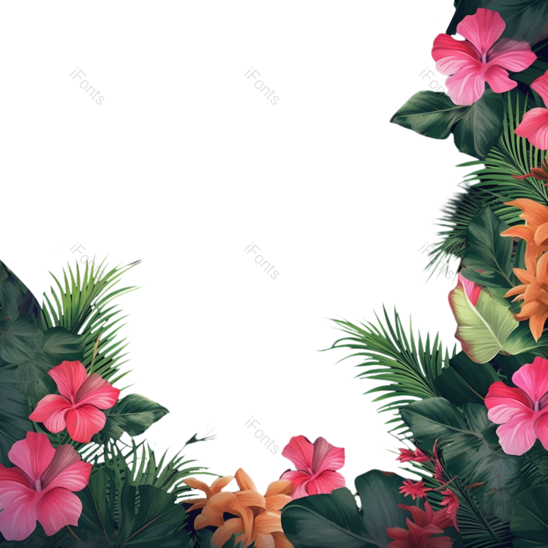 红色花图片,装饰叶子元素,绿叶PNG,花卉免抠素材